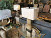 W-5154 Glass & Antiqued Hammered Brass Lamp