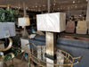 W-5154 Glass & Antiqued Hammered Brass Lamp