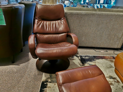 50014 Q14 Leather Swivel Recliner & Ottoman